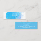 Carte De Visite Mini Chic moderne bleu Carré d'aquarelle (Devant / Derrière)