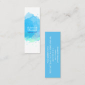 Carte De Visite Mini Chic moderne bleu Carré d'aquarelle (Devant / Derrière)