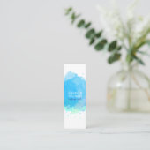 Carte De Visite Mini Chic moderne bleu Carré d'aquarelle (Debout devant)