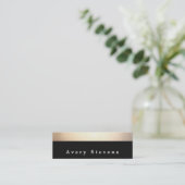 Carte De Visite Mini Chic moderne noir et or rayé (Debout devant)