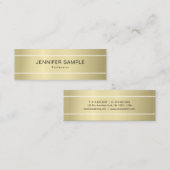Carte De Visite Mini Chic Plain moderne professionnel élégant look or (Devant / Derrière)