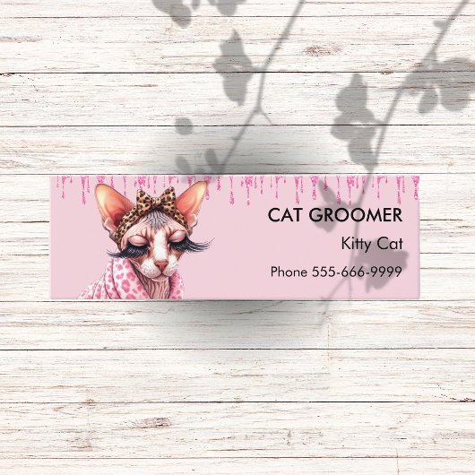 Carte De Visite Mini Chic Sphynx Cat Groomer Parties scintillant rose