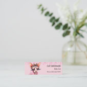 Carte De Visite Mini Chic Sphynx Cat Groomer Parties scintillant rose (Debout devant)