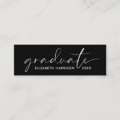 Carte De Visite Mini Chic White Script Black Nom de la graduation (Devant)