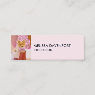Carte De Visite Mini Chien mignon avec cabot rose Photo de Noël