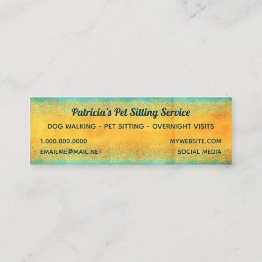 Carte De Visite Mini Chien Walker Chat Pet Sitter Service Moderne (Dos)