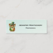 Carte De Visite Mini Chouette mignonne dans un chapeau vert (Devant)