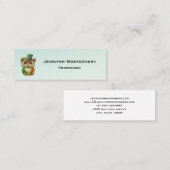 Carte De Visite Mini Chouette mignonne dans un chapeau vert (Devant / Derrière)