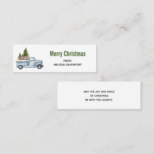 Carte De Visite Mini Christmas Truck Carrying Trees & Animals (Devant / Derrière)