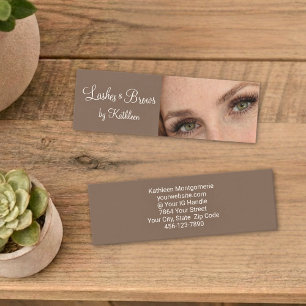Carte De Visite Mini Cils et Sourcils Mocha Cream Script Photo
