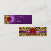 Carte De Visite Mini CIRAGE DE CIRE DAMASSÉ PARCHEMIN MONOGRAMME viole (Devant / Derrière)