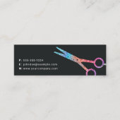 Carte De Visite Mini Ciseau de coiffeur noir Holographique moderne (Devant)