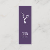 Carte De Visite Mini Ciseaux blancs violets minimaux élégants (Devant)