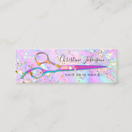 Carte De Visite Mini ciseaux colorés sur pastel parties scintillant FAU (Devant)