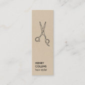 Carte De Visite Mini Ciseaux de coiffeur Code QR Papier Kraft Beige (Devant)