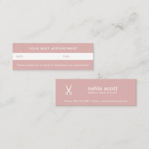 Carte De Visite Mini Ciseaux de coiffeuse mobile Dust Pink Rendez-vous