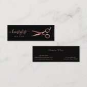 Carte De Visite Mini ciseaux d'or faux rose (Devant / Derrière)