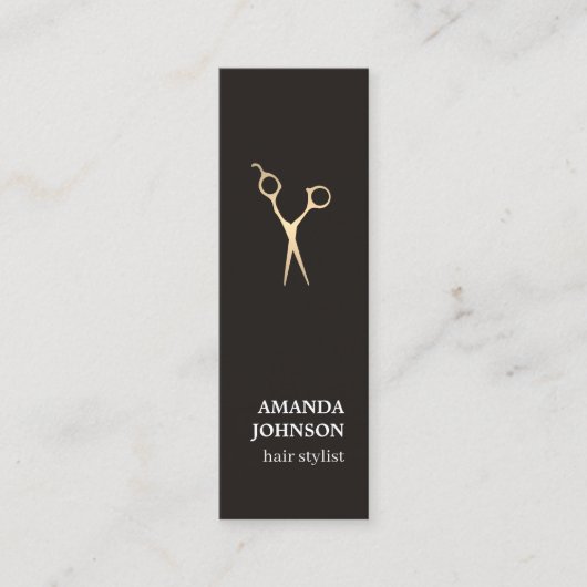 Carte De Visite Mini Ciseaux dorés Faux foncés modernes (Devant)