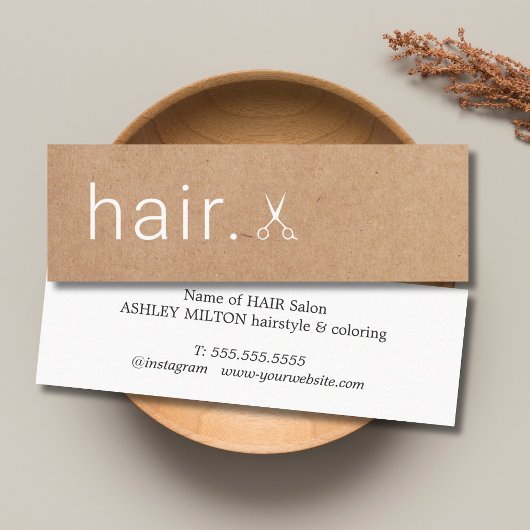 Carte De Visite Mini Ciseaux Kraft Imprimés Élégants minimaux coiffeur