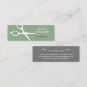 Carte De Visite Mini Ciseaux Modernes Coiffeur Vert (Devant / Derrière)