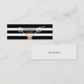 Carte De Visite Mini Ciseaux Salon rayé noir et blanc (Devant / Derrière)