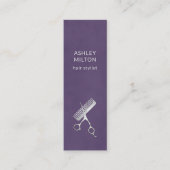 Carte De Visite Mini Ciseaux violets modernes élégants Comb Hair Stylis (Devant)