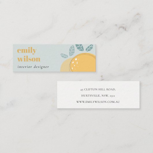 Carte De Visite Mini Citron bleu doux Abstrait Gras Citrus Fruité (Devant / Derrière)