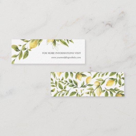 Carte De Visite Mini Citron et feuille Site Mariage Motif (Devant / Derrière)