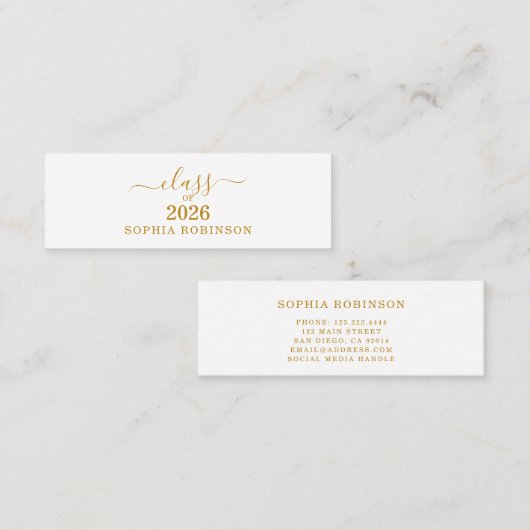Carte De Visite Mini Class of 2026 Name Card Graduation Insert  (Devant / Derrière)