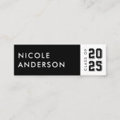 Carte De Visite Mini Classe de diplôme Information de contact Noir (Devant)