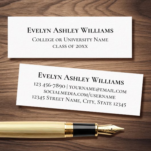 Carte De Visite Mini Classic Graduate Name Mini Insert Contact Card