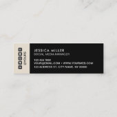 Carte De Visite Mini Classic Moderne Disposition Noir & Beige Médias so (Dos)