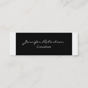Carte De Visite Mini Classique Simple Noir Blanc Uni Unique