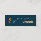 Carte De Visite Mini Classy Elegant Gold Text Graduate Photo Dk Turquoi (Devant)