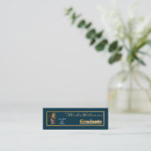 Carte De Visite Mini Classy Elegant Gold Text Graduate Photo Dk Turquoi (Debout devant)