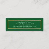 Carte De Visite Mini Classy Elegant Gold Text Graduate Photo Green (Dos)