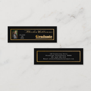 Carte De Visite Mini Classy Elegant Gold Texte Diplômé Photo Noir