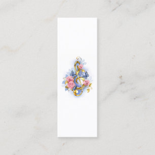 Carte De Visite Mini Clé de sol avec roses roses