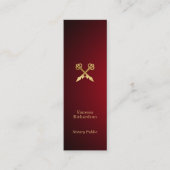 Carte De Visite Mini Clé Notaire Chic Rouge Dégradé Or (Devant)