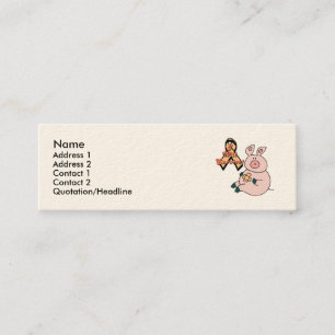 Carte De Visite Mini cochon ruban pêche, Nom, Adresse 1, Adresse 2, C..