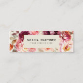 Carte De Visite Mini Code QR Aquarelle Florale Bordeaux Automne (Devant)