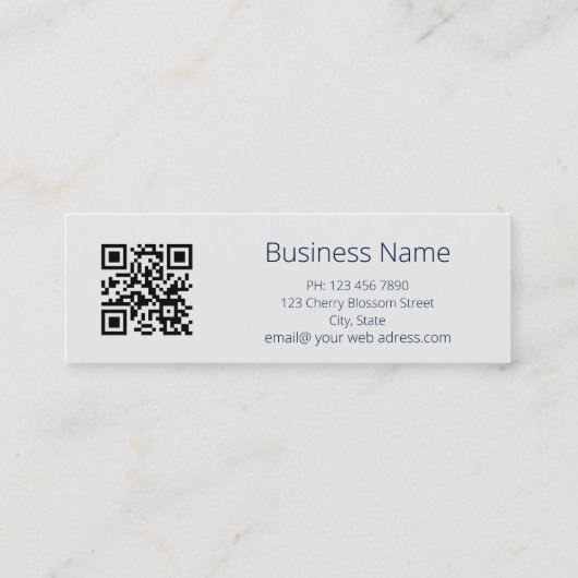 Carte De Visite Mini Code QR | Argent orchidée bleue (Dos)