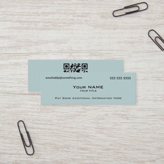 Carte De Visite Mini Code QR bleu moderne (Devant/Arrière en situation)
