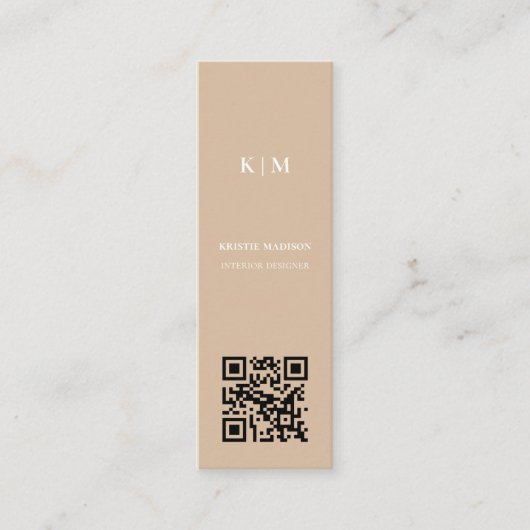 Carte De Visite Mini Code Qr Concepteur intérieur minimal tendance (Devant)