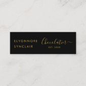 Carte De Visite Mini Code QR de Chocolatier Script Or Noir Premium (Devant)