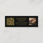 Carte De Visite Mini Code QR de Chocolatier Script Or Noir Premium (Dos)