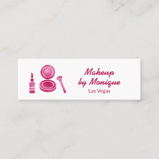 Carte De Visite Mini Code QR de l'artiste de maquillage rose chaud (Devant)