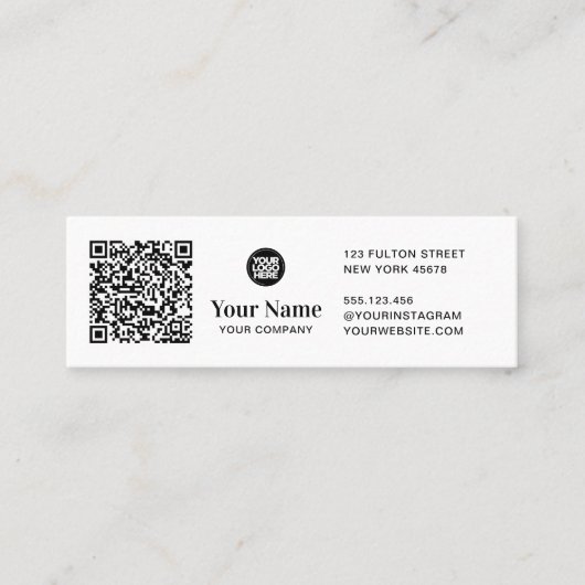 Carte De Visite Mini Code QR de logo d'entreprise simple et moderne (Devant)
