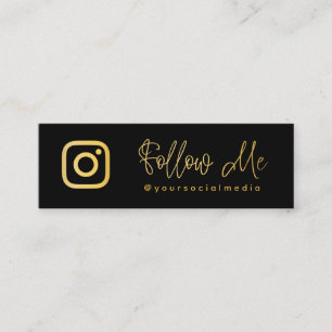 Carte De Visite Mini Code QR de médias sociaux Black And Gold