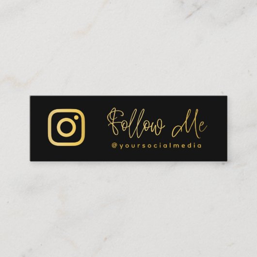 Carte De Visite Mini Code QR de médias sociaux Black And Gold  (Devant)